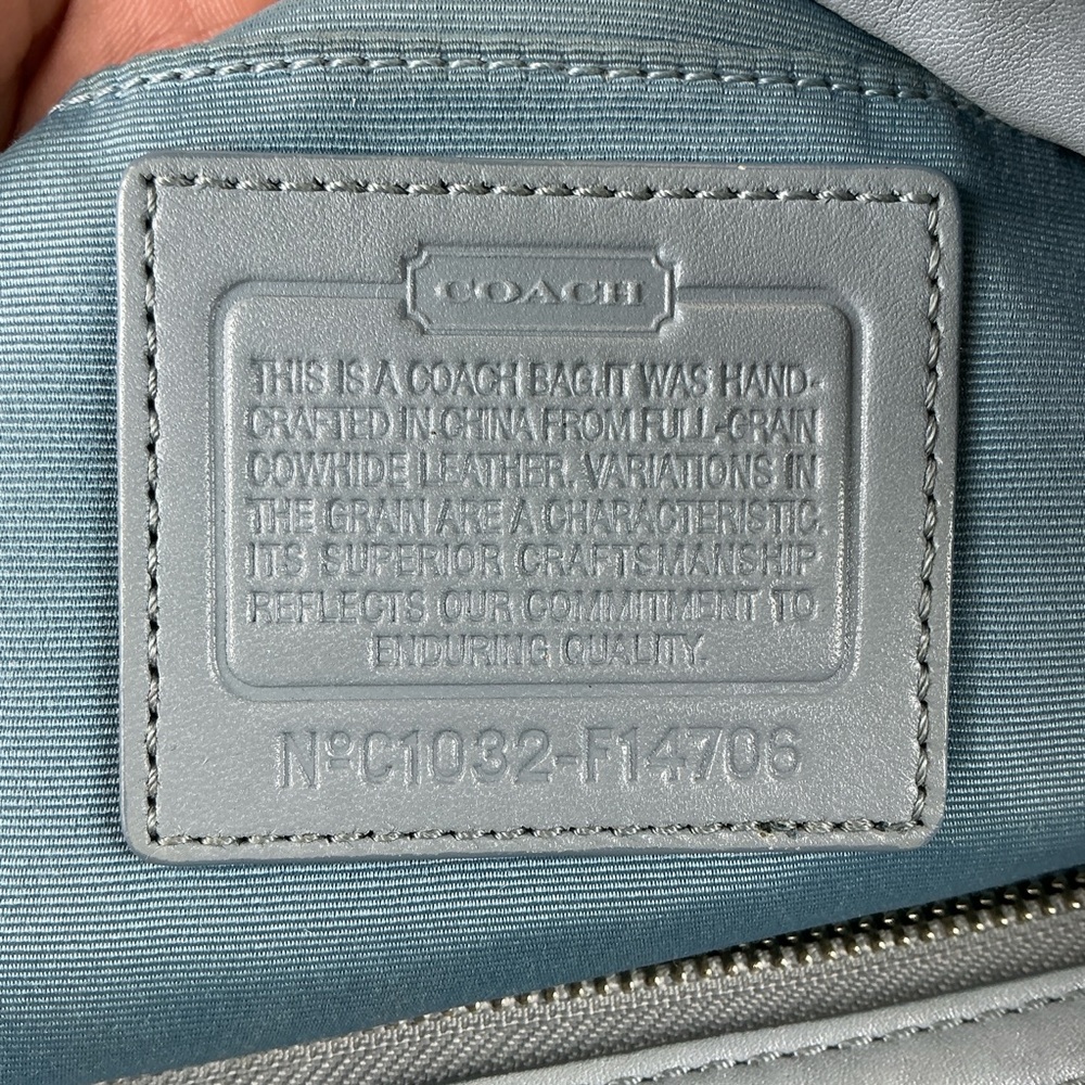 Coach Zoe Light Dusty Blue Silver Leather Large Hobo Bag - Picture 11 of 14